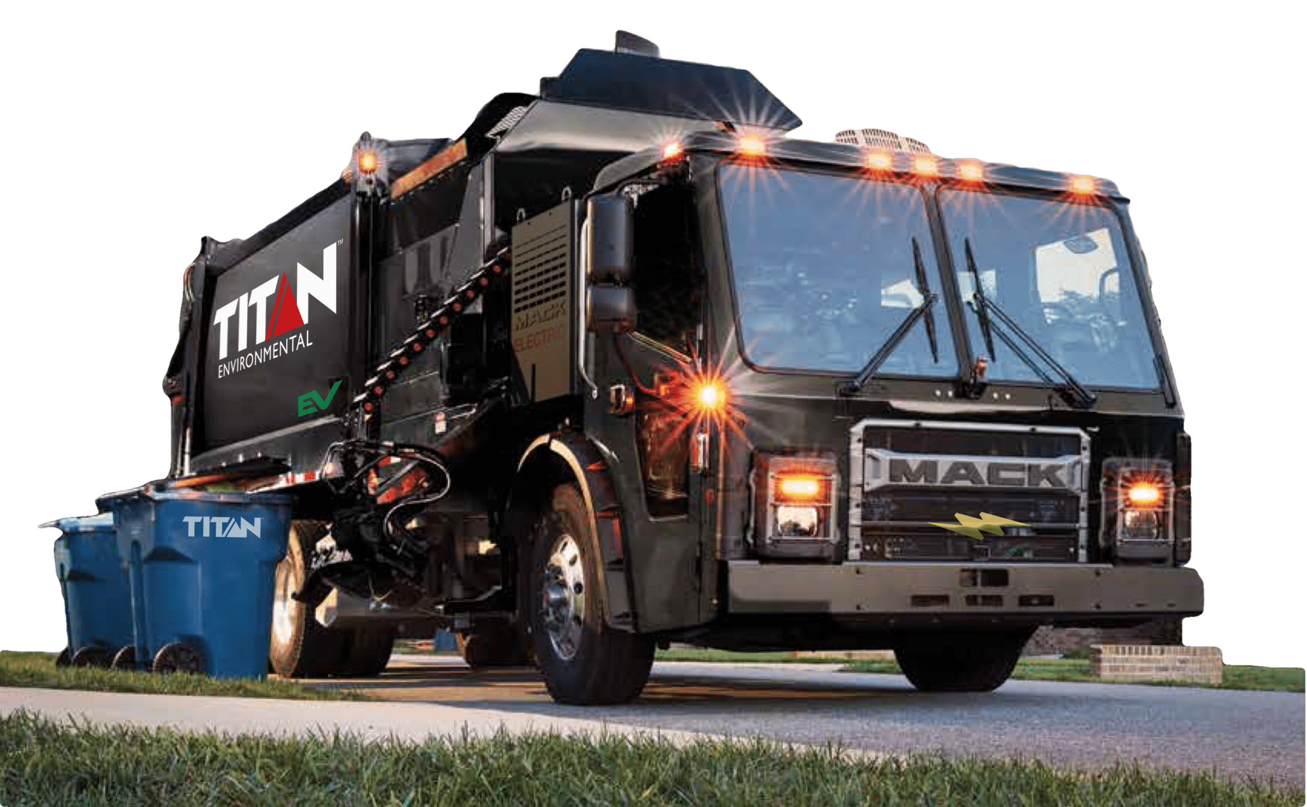 A mockup of a Titan Environmental EV Garbage Truck.